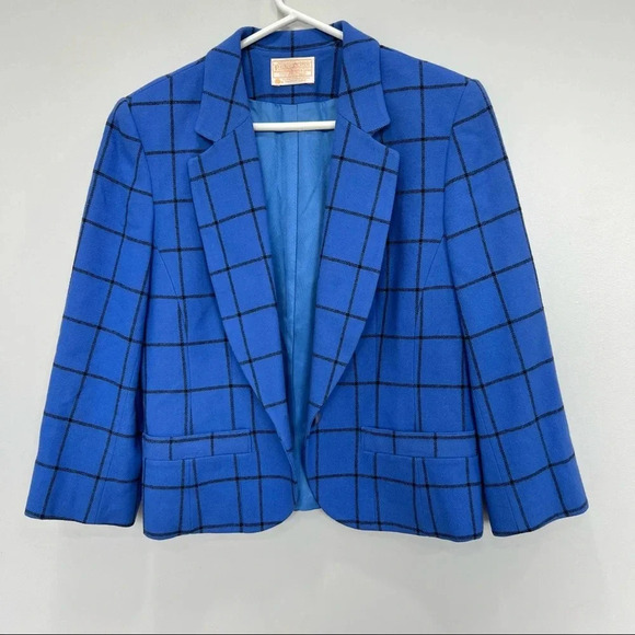 Pendleton Vintage 100% Virgin Wool Blue Size 10 Women's Blazer Jacket si… - Picture 1 of 12